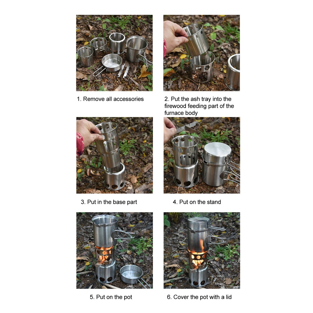 Camping Outdoor Cooking Set - Durable Stainless Steel Camping Cookware Set