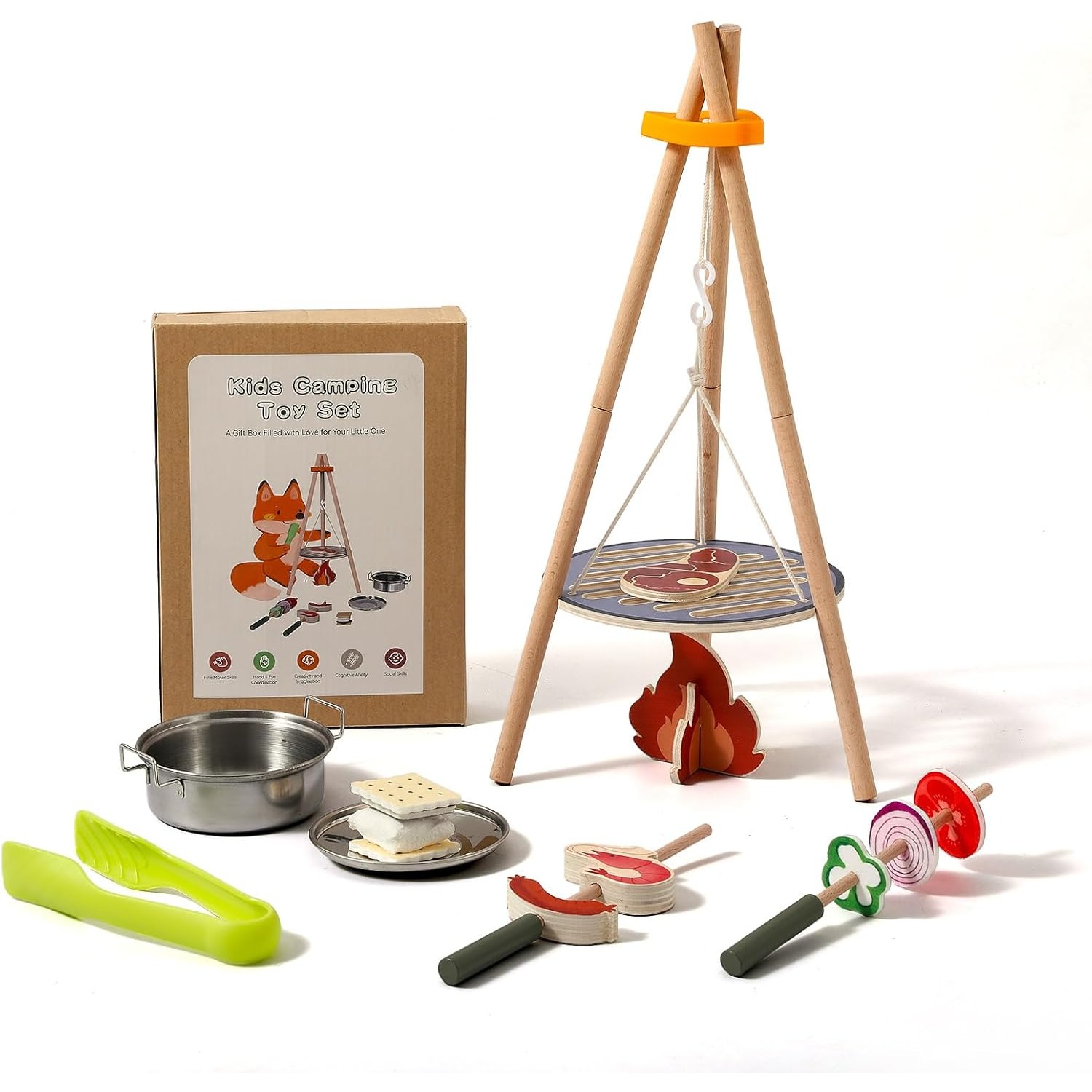Camping Cooking Kids - Wooden Kids Camping Toy Set Campfire