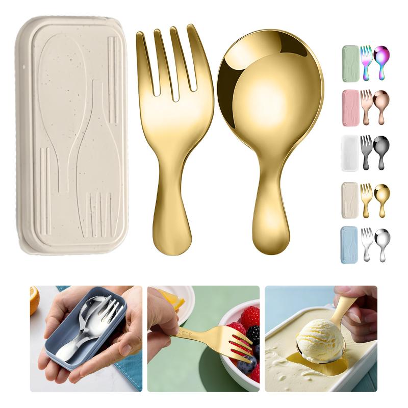 Camping Outdoor Cooking Set - Stainless Steel Tableware Set Spoon Fork