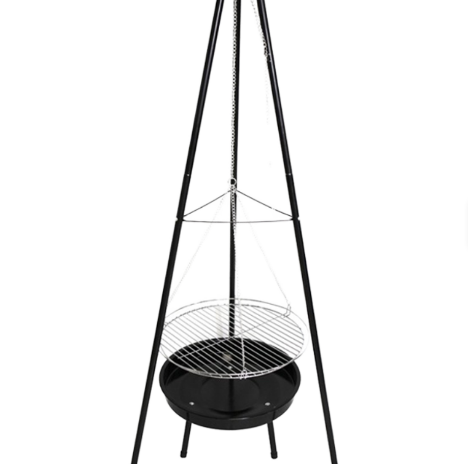 Camping Cooking Fire Stove - Heavy-Duty Tripod Hanging BBQ Grill with