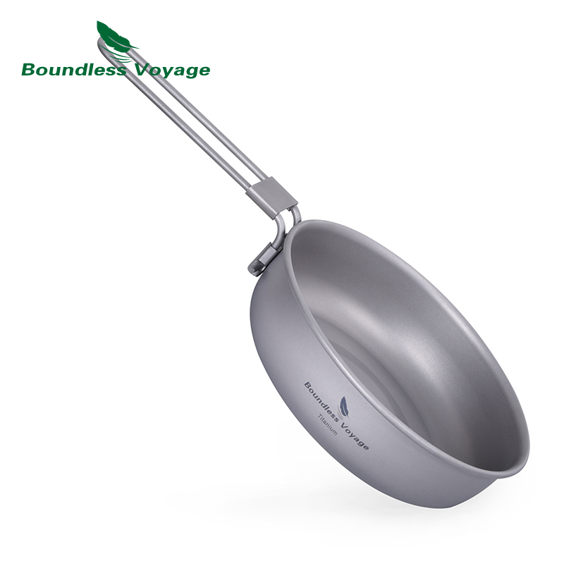 Camping Cooking Pots And Pans - Boundless Voyage Ultra-light Titanium Frying Pan