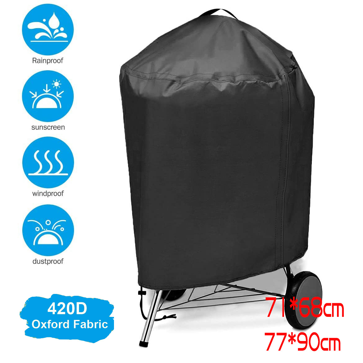 Camping Cooking Fire Stove - 210D Outdoor Grill Cover Waterproof Round