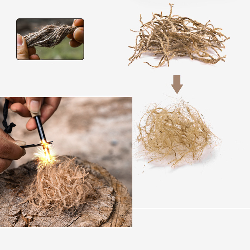 Outdoor Mini Wax Hemp Rope Por - Camping Cooking Fire Stove recension och pris