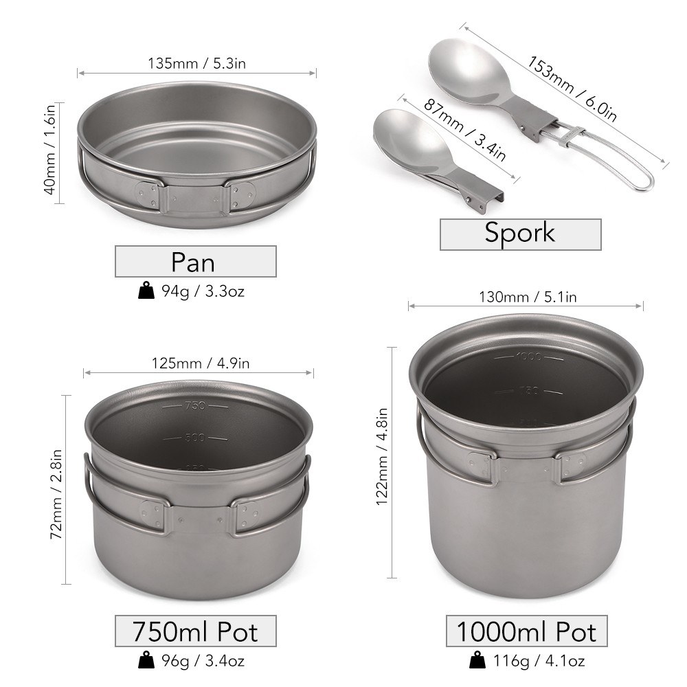 Ultralight 3pcs Titanium Campi - Camp Spork Set recension och pris